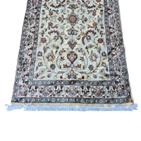 Al Ahmedani Linen Cream Floral Medallion Rectangle Area Rug Wonderful Design Wool Silk Hand Knotted Home Decor Indoor Carpet (6.3 x 3.11)'