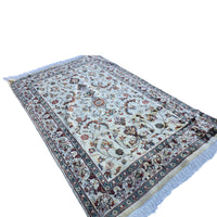 Al Ahmedani Linen Cream Floral Medallion Rectangle Area Rug Wonderful Design Wool Silk Hand Knotted Home Decor Indoor Carpet (6.3 x 3.11)'