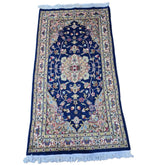 Exclusive Royal Blue Floral Oriental Area Rug Hand Knotted Wool Silk Carpet (5 X 3)'