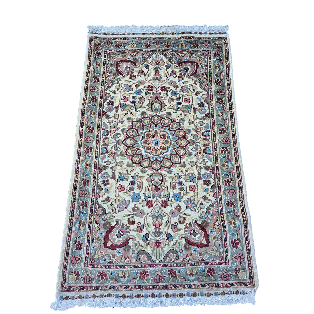 Al Ahmedani Linen Floral Medallion Hand Knotted Area Rug Wonderful Design Rectangle Home Decor Wool Silk Indoor Carpet (5.0 x 3.1)'