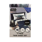 Star Wars The Mandalorian 3 Piece Multicolor Soft Polyester Twin Bedding Sheet Set for Kids