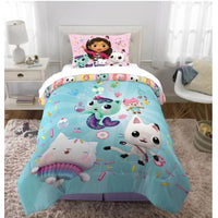 Gabby's Dollhouse Soft & Cozy Multicolor Twin/Full Reversible Comforter Set for Kids