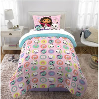 Gabby's Dollhouse Soft & Cozy Multicolor Twin/Full Reversible Comforter Set for Kids