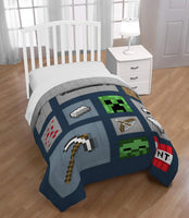 Minecraft Icons Adventure Kids 2-Piece Twin/Full Reversible Comforter and Sham