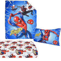 Marvel Spiderman 3 Pcs Toddler Bedding Sheet Set for Kids - Comforter, Fitted sheet, and a Pillowcase