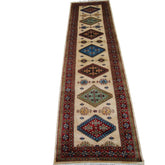 Wow Shirvan Floral Geometric Designed Hand Knotted Soft Hall Way Runner Rug (10.1 x 2.8)'