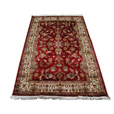 Wow Red Ivory Flowers Allover Hand Knotted Area Rug Wool Silk Carpet (6 x 4)'