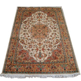 Wow Muted Sarafia Flowers Kash Classic Hand Knotted Area Rug Wool Silk Carpet (6 x 4)'