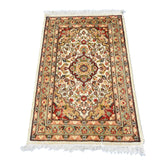 Al Ahmedani Linen Floral Medallion Wonderful Design Rectangle Hand Knotted Area Rug Home Decor Wool Silk Indoor Carpet (4.2 x 2.6)'