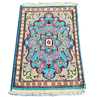 Al Ahmedani Linen Ferozi Floral Medallion Wonderful Design Rectangle Hand Knotted Area Rug Home Decor Wool Silk Indoor Carpet (3.0 x 2.0)'