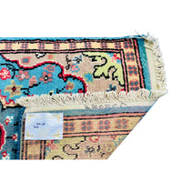 Al Ahmedani Linen Ferozi Floral Medallion Wonderful Design Rectangle Hand Knotted Area Rug Home Decor Wool Silk Indoor Carpet (3.0 x 2.0)'