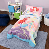 Little Mermaid 3 Piece Toddler Bedding Set Is A Dream Come True, Includes A Cozy Comforter, Fitted Sheet, And Pillowcase For The Perfect Night's Sleep For Kids