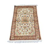 Al Ahmedani Linen Floral Medallion Rectangle Hand Knotted Wonderful Design Area Rug Home Decor Wool Silk Indoor Carpet (4.0 x 2.7)'