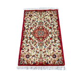 Al Ahmedani Linen Floral Medallion Rectangle Hand Knotted Wonderful Design Home Decor Area Rug Wool Silk Indoor Carpet (4.1 x 2.6)'