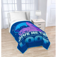 Fortnite Llama Soft Microfiber Blanket for Kids - (62" x 90") - Epic Games Give Me The Loot