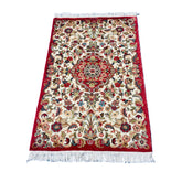 Al Ahmedani Linen Floral Medallion Rectangle Hand Knotted Wonderful Design Area Rug Home Decor Wool Silk Indoor Carpet (4.1 x 2.6)'