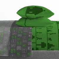 Minecraft Icon Adventure 4-Piece Full Sheet Set for Kids - Flat Sheet, Fitted Sheet and 2 Pillowcases