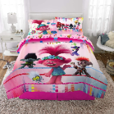 Trolls World Tour Find Your Beat Sheet Set for Kids - Multicolored Allover Print Kids Full Bedding Set - 4 Pieces