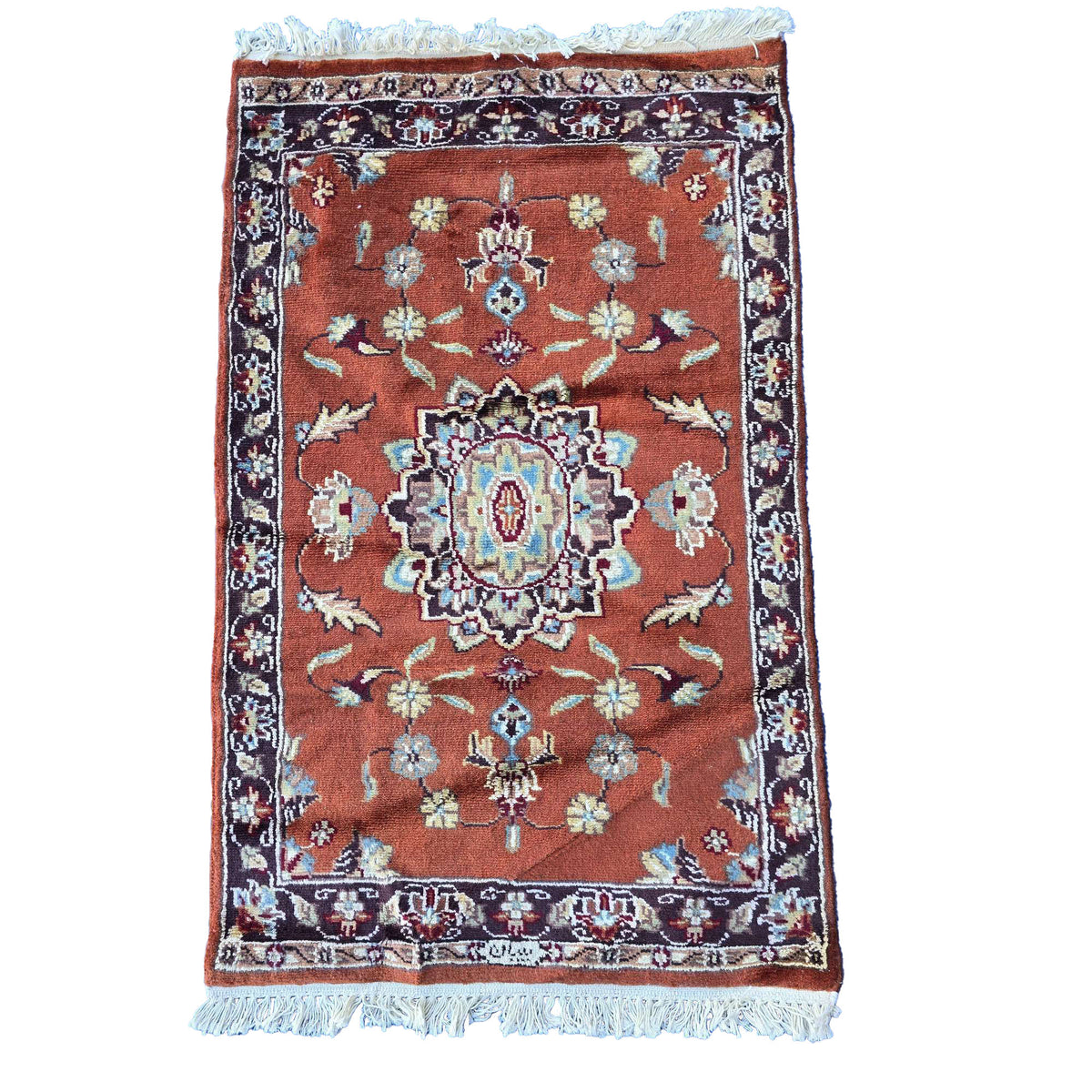 Al Ahmedani Linen Floral Medallion Rectangle Area Rug Hand Knotted Wonderful Design Home Decor Wool Silk Indoor Carpet (3.3 x 2.0)'