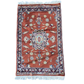 Al Ahmedani Linen Floral Medallion Rectangle Area Rug Hand Knotted Wonderful Design Home Decor Wool Silk Indoor Carpet (3.3 x 2.0)'