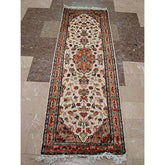 Rectangle Area Carpet Ivory Floral Medallion Hand Knotted Wool Silk Rug Runner (2 x 6)'