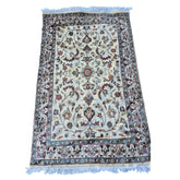 Al Ahmedani Linen Cream Floral Medallion Rectangle Area Rug Wonderful Design Wool Silk Hand Knotted Home Decor Indoor Carpet (6.3 x 3.11)'