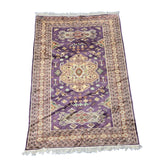 Al Ahmedani Linen Lilac Purple Kafkazi Rectangle Area Rug Wonderful Design Wool Silk Hand Knotted Home Decor Indoor Carpet (5.9 x 4.2)'