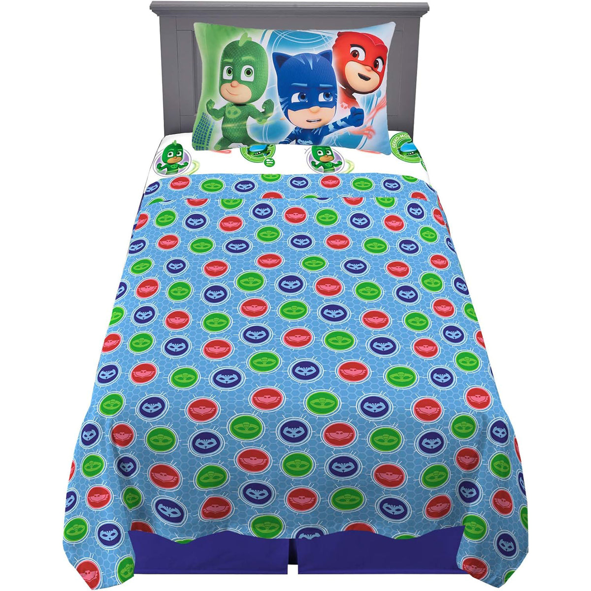 PJ Masks Kids Bedding Super Soft Microfiber Twin Size 3 Piece Sheet Set