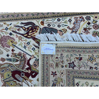 Al Ahmedani Linen 6 Horses Shikar Gah Lion King Deer Hunting Double Knot Rectangle Hand Knotted Area Rug Wool Silk Home Decor Indoor Carpet (6.2 x 4.1)'