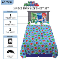 PJ Masks Kids Bedding Super Soft Microfiber Twin Size 3 Piece Sheet Set
