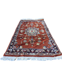 Al Ahmedani Linen Floral Medallion Rectangle Area Rug Hand Knotted Wonderful Design Home Decor Wool Silk Indoor Carpet (3.3 x 2.0)'