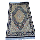 Al Ahmedani Linen Black Tabrez Mahi Double Knot Wool Rectangle Hand Knotted Area Rug Wonderful Design Home Decor Indoor Carpet (6.5 x 4.1)'