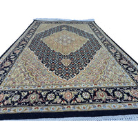 Al Ahmedani Linen Black Tabrez Mahi Double Knot Wool Rectangle Hand Knotted Area Rug Wonderful Design Home Decor Indoor Carpet (6.5 x 4.1)'