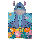 Disney Lilo & Stitch Kids Hooded Poncho Towel Cotton Beach Bath Towel Blue