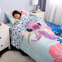 Disney Lilo & Stitch 3 Piece Twin Bedding Sheet Set for Kids - Flat Sheet, Fitted Sheet and Pillowcase