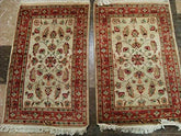 AHMEDANI Excellent Ivory Flowers Medallion Hand Knotted Rug Wool Silk Carpet Pair (3 X 2)'