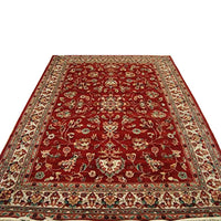 AHMEDANI Rectangle Area Rug Amazing Red Floral Hand Knotted Silk Wool Carpet (10 x 7)'