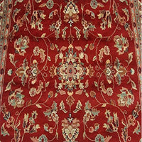 AHMEDANI Rectangle Area Rug Amazing Red Floral Hand Knotted Silk Wool Carpet (10 x 7)'
