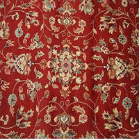 AHMEDANI Rectangle Area Rug Amazing Red Floral Hand Knotted Silk Wool Carpet (10 x 7)'
