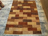 AHMEDANI Modern Afghan Gabbeh Mahal Vegetable Dyed Wool Carpet Hand Knotted Area Rug (6 x 4)'