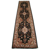 Exclusive Hot Black Floral Kashan Soft Hand Knotted Hall Way Runner Rug (10.1 x 2.7)'