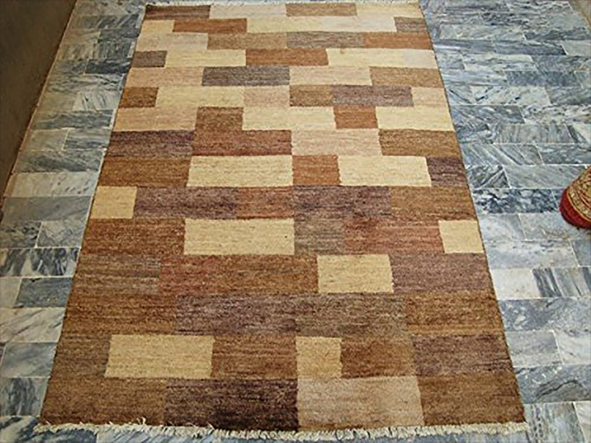 AHMEDANI Modern Afghan Gabbeh Mahal Vegetable Dyed Wool Carpet Hand Knotted Area Rug (6 x 4)'