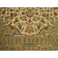 AHMEDANI Ivory Pestal Flower All Over Kashan Beautiful Area Rug Hand Knotted Wool Silk Carpet (12.1 x 9.2)'