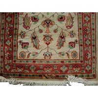 AHMEDANI Excellent Ivory Flowers Medallion Hand Knotted Rug Wool Silk Carpet Pair (3 X 2)'