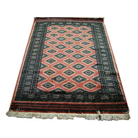 AHMEDANI Exclusive Copper Jaldar Hand Knotted Rectangle Rug Mat Wool Silk Carpet (6 x 4)'