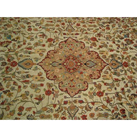 AHMEDANI Ivory Pestal Flower All Over Kashan Beautiful Area Rug Hand Knotted Wool Silk Carpet (12.1 x 9.2)'