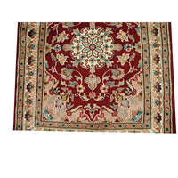 AHMEDANI Red Floral Love Mahal Classic Designed Hand Knotted Runner Rug (10.2 X 2.6)'