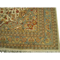 AHMEDANI Ivory Pestal Flower All Over Kashan Beautiful Area Rug Hand Knotted Wool Silk Carpet (12.1 x 9.2)'