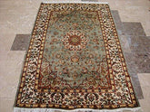 Awesome Exotic Grey Silver Floral Medallion Area Rug Hand Knotted Wool Silk Carpet (6 x 4)'