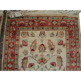 AHMEDANI Excellent Ivory Flowers Medallion Hand Knotted Rug Wool Silk Carpet Pair (3 X 2)'
